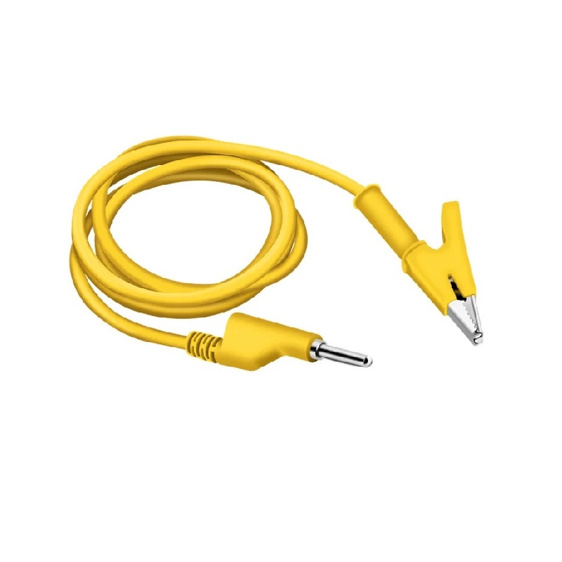 Yellow 1M Double End Test lead Wire 4mm Banana Plug Alligator Clip Crocodile 15A-image-3