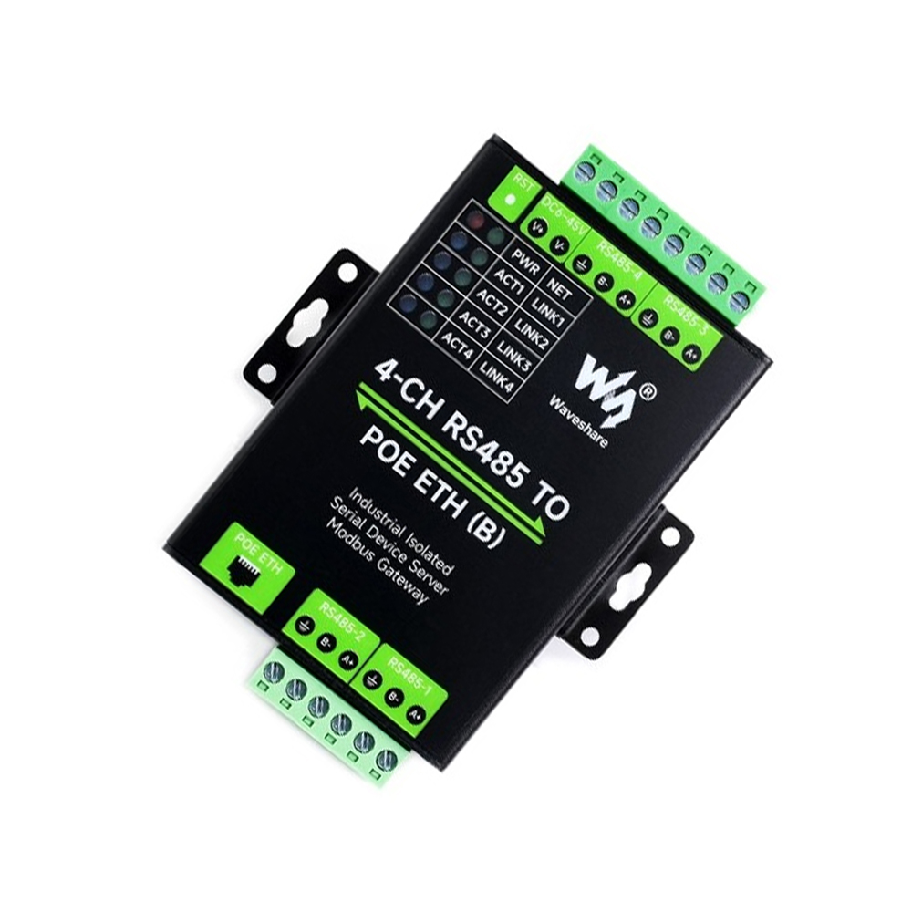 Waveshare 4-Ch RS485 to RJ45 Ethernet Serial Server, 4 Channels RS485 Independent Operation, Rail-mount Industrial Isolated Serial Module, Optional PoE Function-image-24