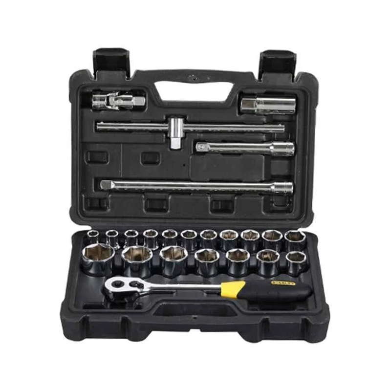 STANLEY STMT72794 1/4'' Square Drive Metric Socket Set with Double Nickel Chromium Alloy (46-Pieces), YELLOW & BLACK-image-38