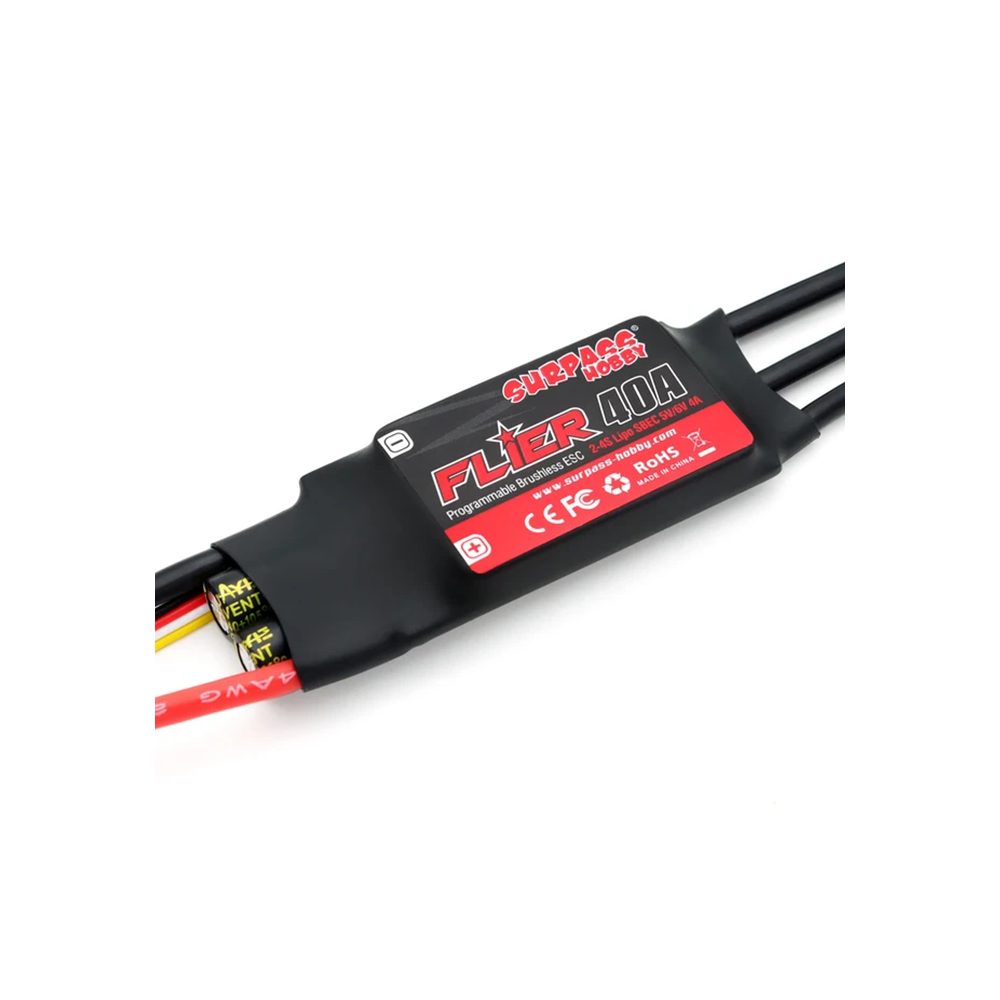 SURPASS Flier 40A ESC Li:2-4S NiNh:5-12NC BEC:5V/6V/4A 68*25*10mm 4.0 Connector-picture-23