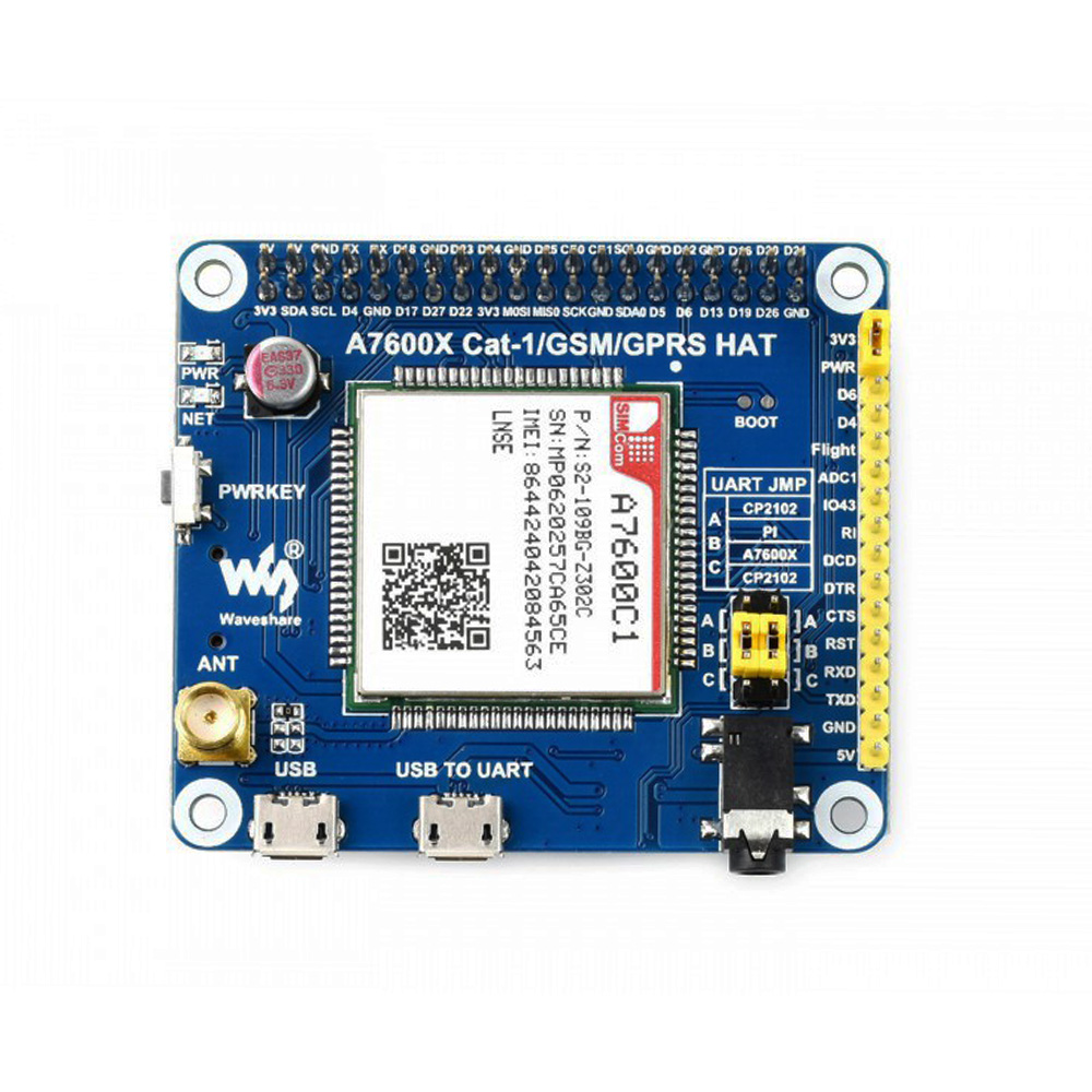 Waveshare A7600C1 LTE Cat-1 HAT for Raspberry Pi, Low Speed 4G Module, 2G GSM / GPRS-picture-21