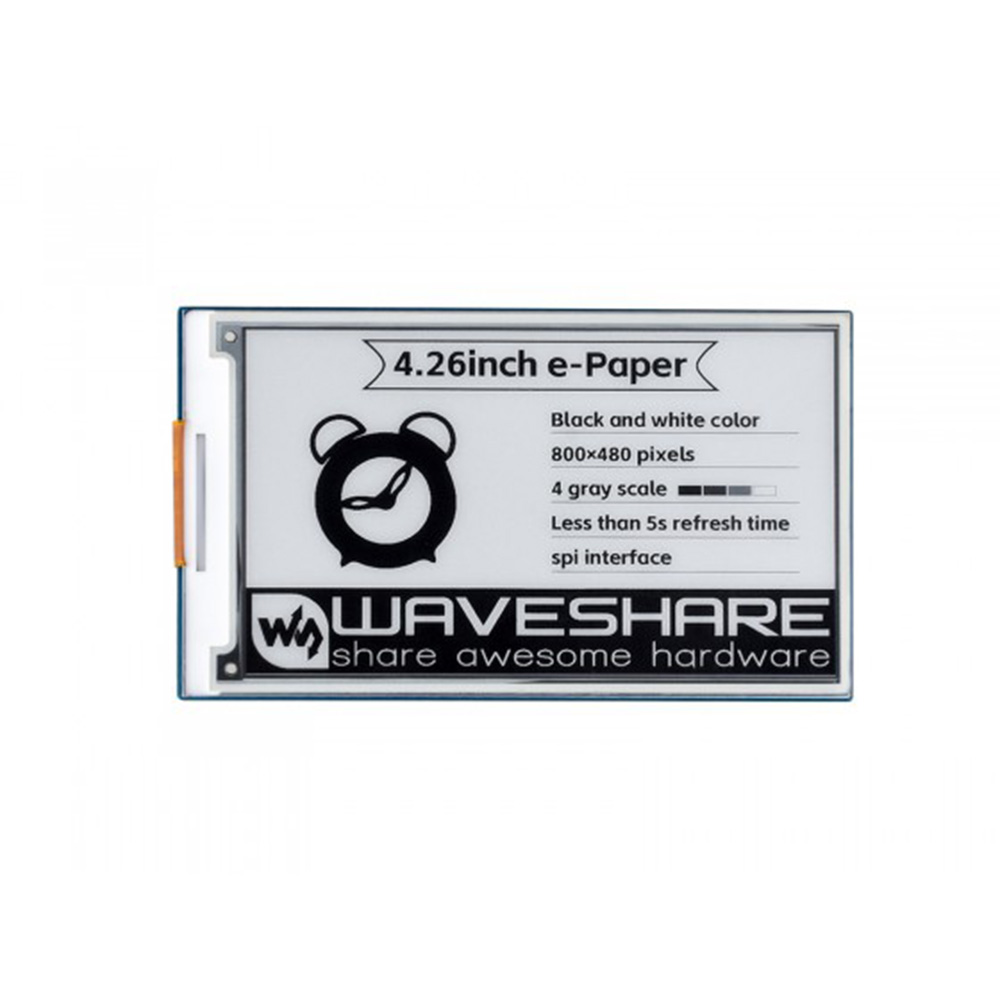 Waveshare 4.26inch e-Paper display HAT, 800x480, Black/White, SPI Interface-picture-28