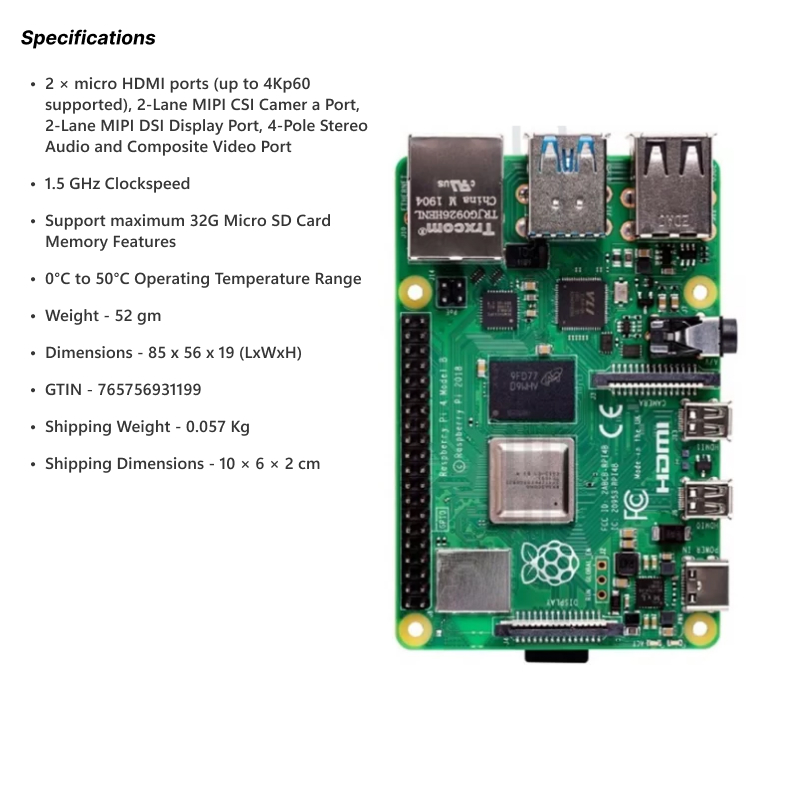 Buy Raspberry Pi 4 Model B with 8GB RAM online | Robu.in