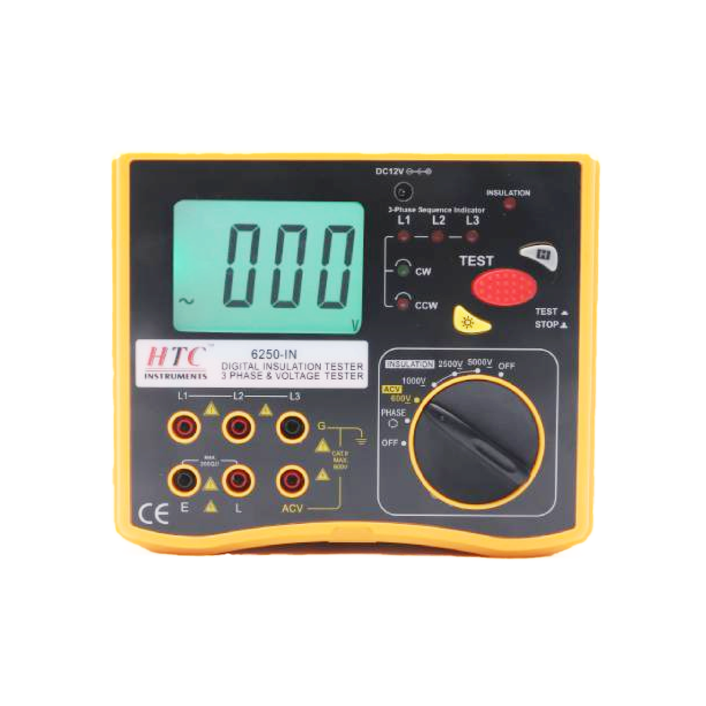HTC 6250 IN 5kV 2000 Counts Digital Insulation Tester (3-in-1) – Insulation Resistance, Phase Testing & AC Voltage Measurement-image-37