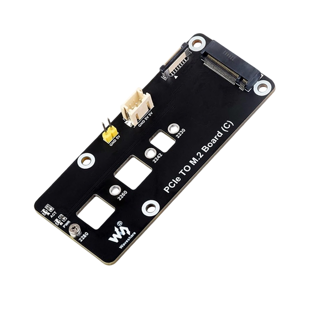 Waveshare PCIe To M.2 Adapter Board (C) for Raspberry Pi 5, Supports NVMe Protocol M.2 Solid State Drive, High-speed Reading/Writing-image-2