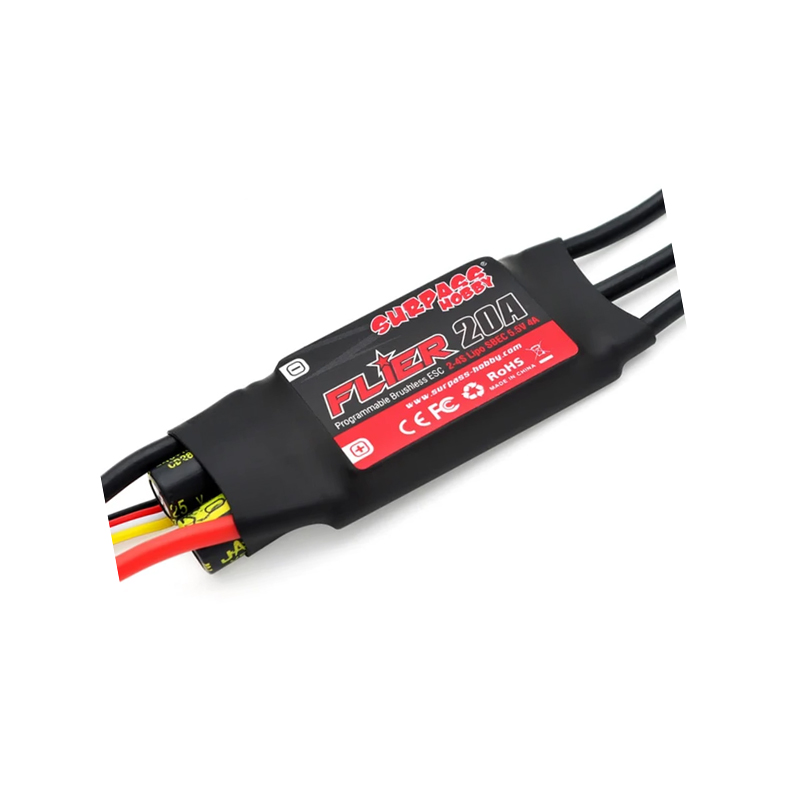 SURPASS Flier 20A ESC Li:2-4S NiNh:5-12NC BEC:5.5V/4A 60*25*10mm 3.5 Connector-image-4