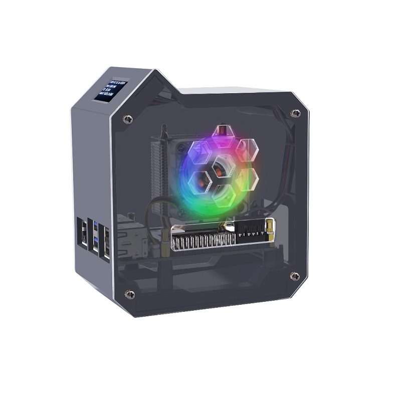 52Pi ABS Mini Tower Kit Case For Raspberry Pi 5 With Ice Tower Cooler OLED-picture-43