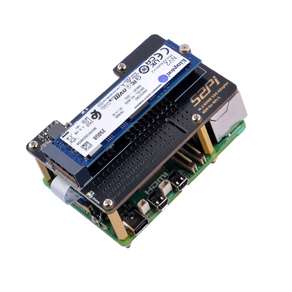 52Pi N04 M.2 2280 PCIe To NVMe Top Extension Adapter Board For Raspberry Pi 5-picture-36
