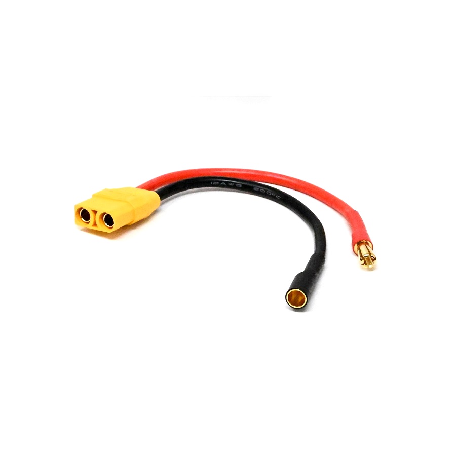 SafeConnect Polymax 5.5mm Bullet Connector (ESC Side) to XT-90 Female Connector Female Adapter 12AWG 15cm Cable-image-0