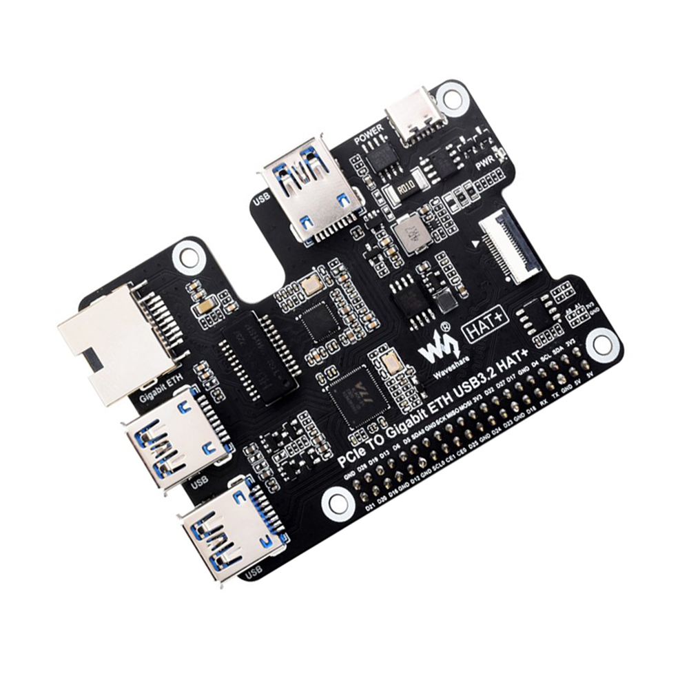 Waveshare PCIe To Gigabit Ethernet And USB 3.2 Gen1 HAT For Raspberry Pi 5, 3x USB 3.2 Gen1, 1x Gigabit Ethernet, Driver-Free, Plug And Play, Raspberry Pi 5 PCIe HAT-image-26