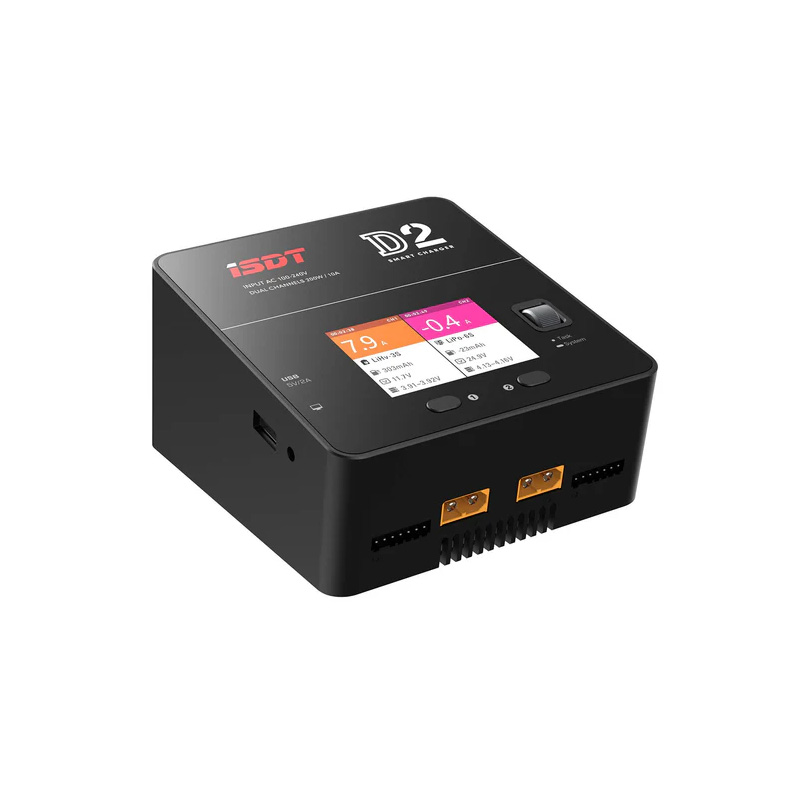 ISDT D2 Mark II Dual‑Channel AC Charger – 2×200 W, 2×12 A, Supports 1–6S LiPo/LiFe/NiMH, USB Power Out-image-34