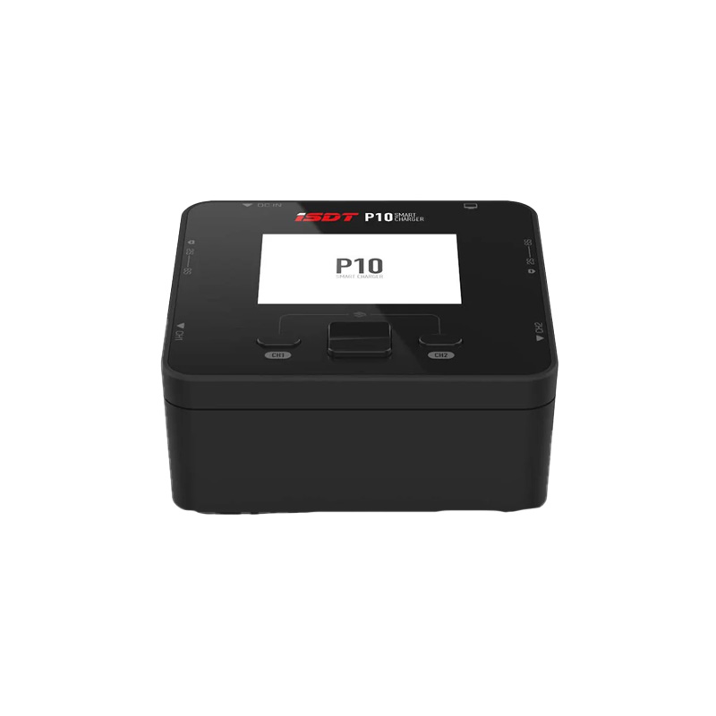 ISDT P10 2‑Channel 500 W DC Smart Charger – 10 A×2 (16 A sync), Supports 1–6S LiPo/LiFe/LiHV/NiMH/Pb, IPS LCD-image-1
