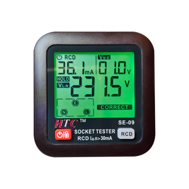 HTC SE-09 Socket Tester Outlet Tester, Receptacle Tester for 230V GFCI/RCCB with LCD Display-image-17