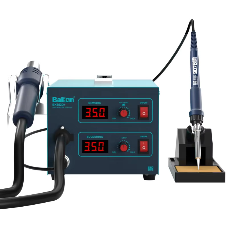 Bakon BK852D+ Soldering Iron Hot Air Gun De-soldering 2 In 1 Rework Station-image-27