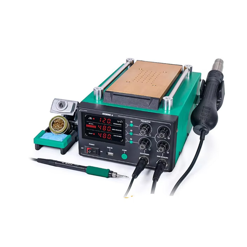 YIHUA 853AAA-II 210 presicion soldering iron 6 pins soldering station, brushless fan air hot handle, screen separator 3in1-image-42