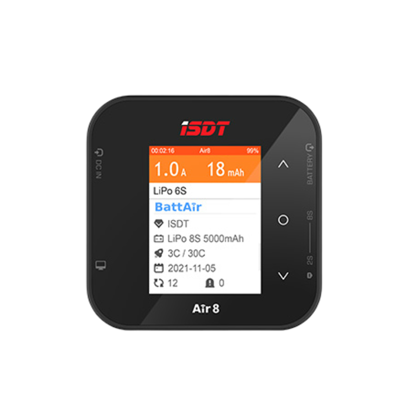 ISDT Air8 500 W DC Pocket Charger – 20 A, 1‑Channel, Supports 1–8S LiPo/LiFe/LiHV/ULiHV/NiMH/Pb, BattAir-image-27