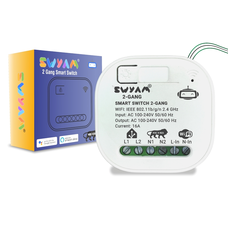 SWYAM Home Assistant-Compatible 2-Gang WiFi Smart Switch 16A | Made in India | Retrofit Touch Panel for Smart Home | No Hub Required | Control Lights & Appliances-image-5