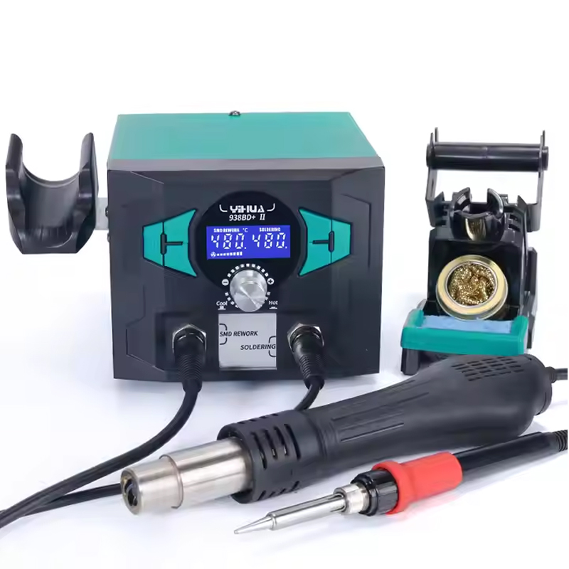 YIHUA 938BD+-II Quick Heat Soldering Iron, LCD Display, X2 Stand, Safe Port Hot Air, 2in1 Soldering Station-image-17
