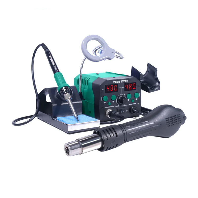YIHUA 938BD-II Soldering Station with Hot Air Gun Handle , Soldering Iron with Magnifier-image-13