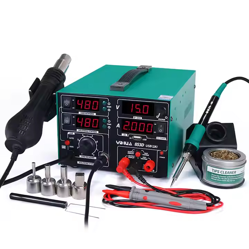 YIHUA 853D 2A USB 3in1 Soldering Iron Hot Air DC Power Supply 15V,2A, USB-image-24
