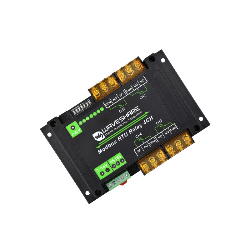 Waveshare Industrial Modbus RTU 4-ch Relay Module with RS485 Interface, Industrial Grade Rail-Mount Case-image-26