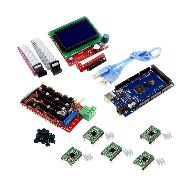 RAMPS 1.4 3D PRINTER CONTROLLER+Mega2560 with Cable compatible with Arduino +5Pcs 4988 Driver With Heat Sink+LCD 128x64 Display Kit-image-16