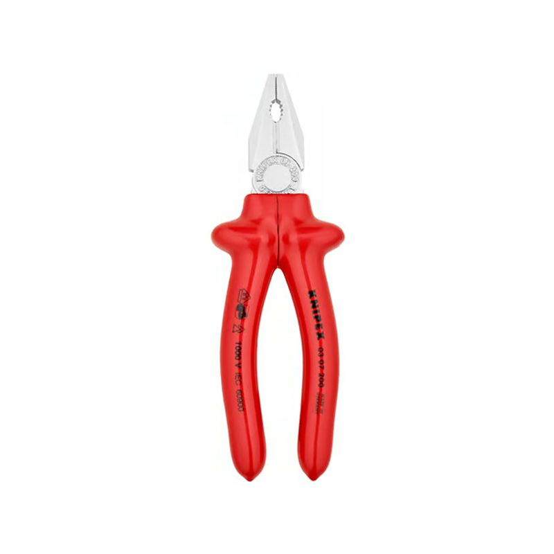 KNIPEX 03 07 200 Combination Pliers | Durable | For tough Jobs| Cutting | Gripping| Pulling (VDE 1000V Insulated Dipped Handles, Chrome Plated, 180 mm)-image-10