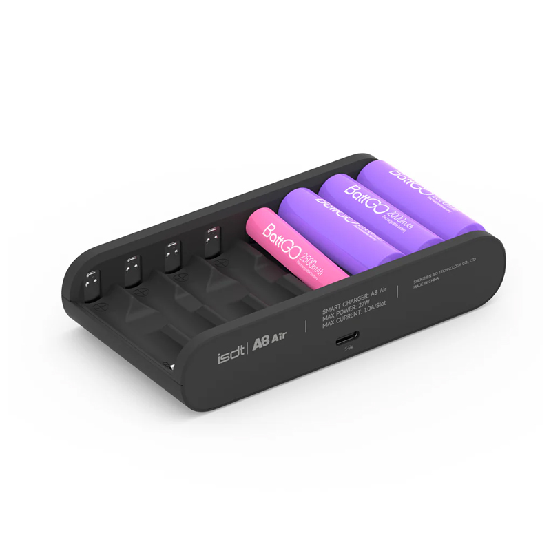 ISDT A8 Air 8-Slot USB-C Smart Charger 27W, 1A/Slot, Multi-Battery Support, BattAir & Bluetooth-image-2