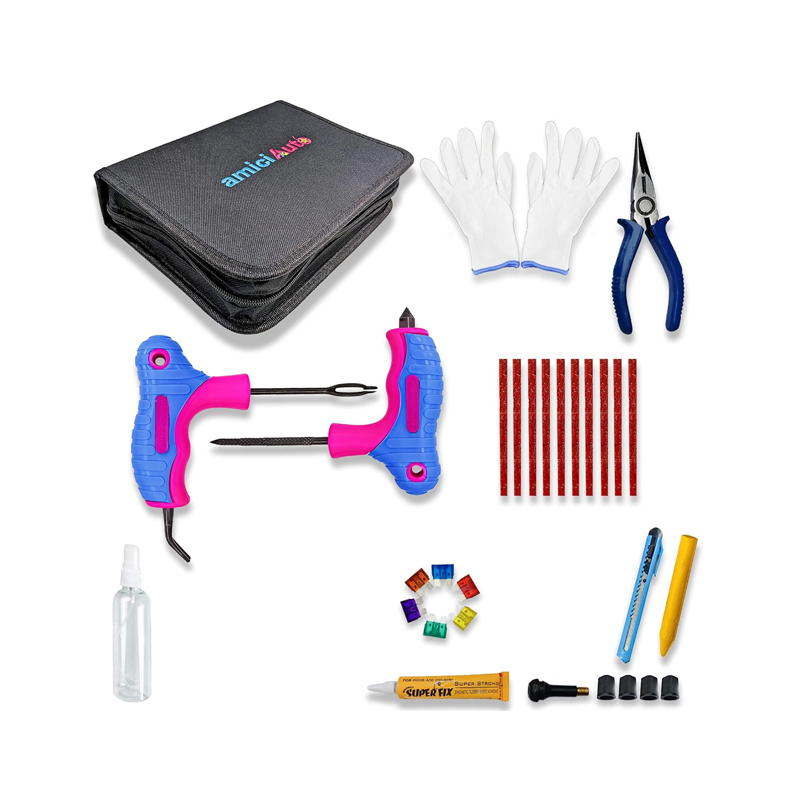 AmiciAuto Universal Puncture Tool Kit for Tubeless Tyre with Premium Storage Bag for Car, Bike, SUV, & Motorcycle-image-2