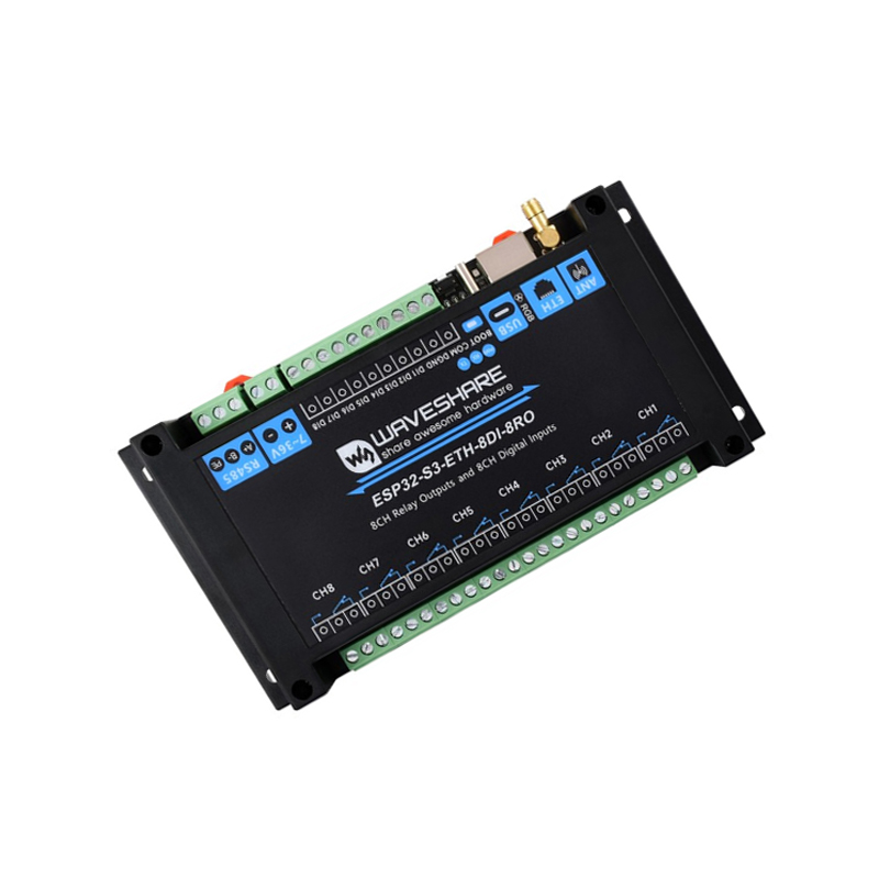 Waveshare Industrial 8-Channel ESP32-S3 WiFi Relay Module, Onboard isolated RS485 interface with Common network port-image-23