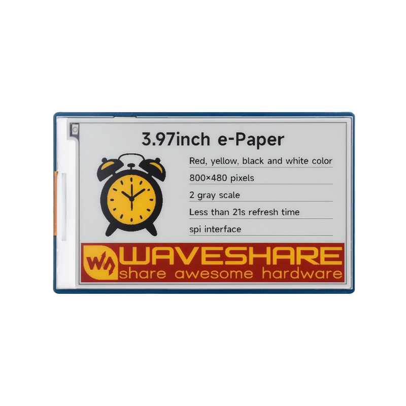 Waveshare 3.97inch 800 × 480 pixels Red/Yellow/Black/White E-Paper Display (G) with Driver Board, SPI Interface and Standard Raspberry Pi 40PIN GPIO header-image-49