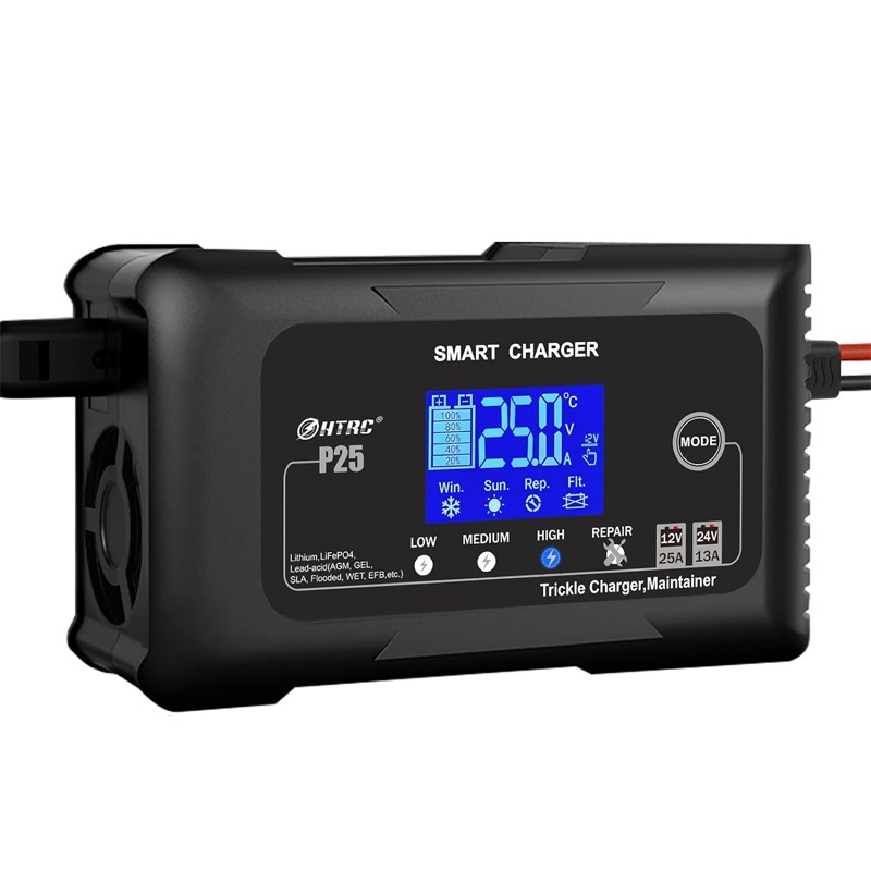 HTRC P25 12V/25A 24V/13A Smart Battery Charger Lithium,LiFePO4,Lead-Acid AGM/Gel/SLA. Battery Charger for Car-image-45