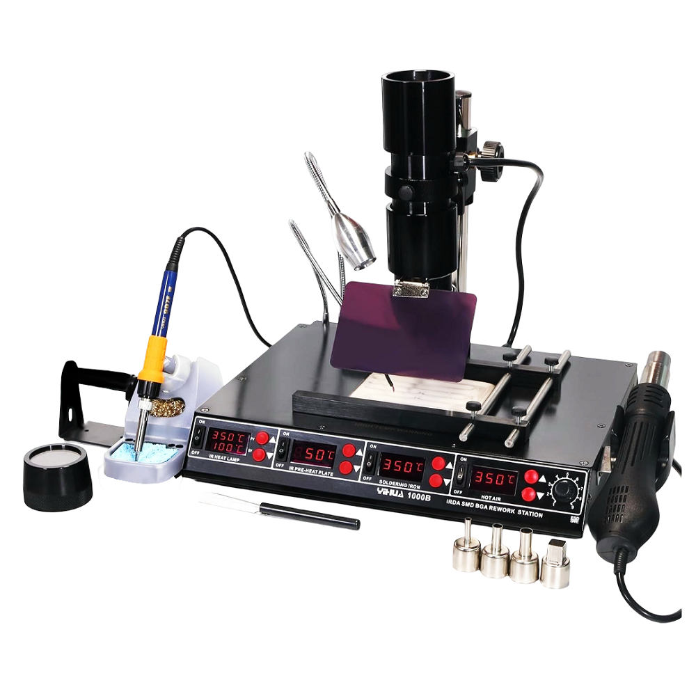 YIHUA 1000B 4in1 IR BGA Hot Air Soldering Rework Station with Preheater-image-12