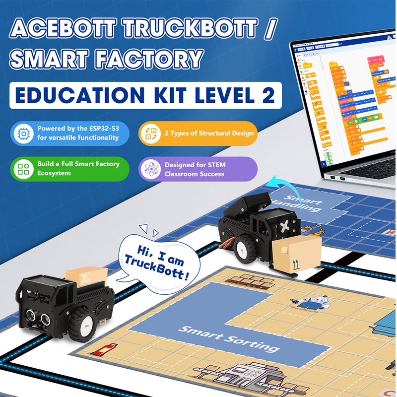 ACEBOTT Smart Factory Education Kit - Level 2 - TruckBott 2 in 1 Projects QE032: without Battery-image-28
