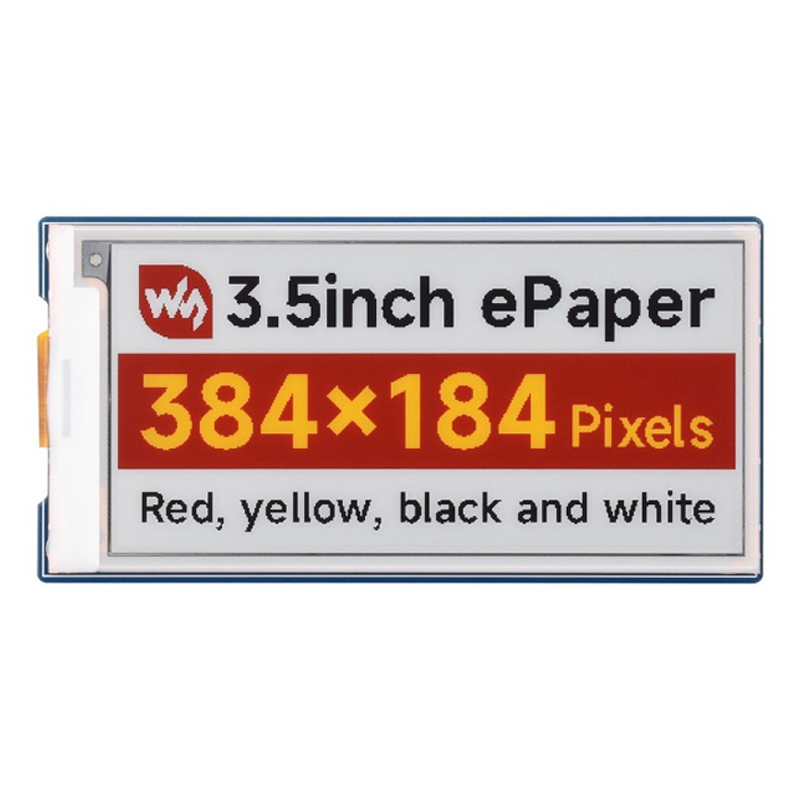 Waveshare 3.5inch 384 × 184 Pixels Red/Yellow/Black/White E-Paper Display (G),SPI Interface with driver board-picture-13
