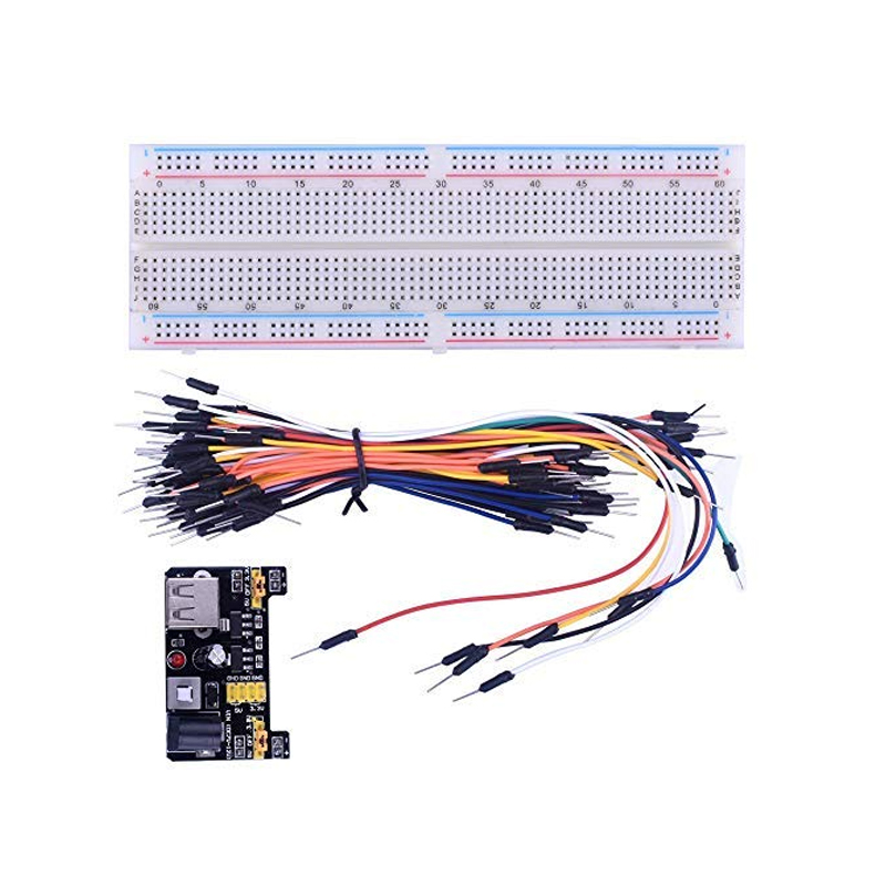 MB102 Breadboard Black Power Module + 830-Hole Large Breadboard + 65 Colorful Jumper Bread Wires Set-image-21