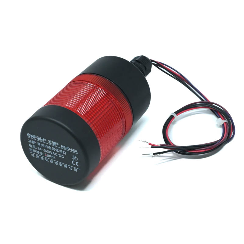 ONPOW-HBJD-55A/D/1/R/24V/C/P-22mm AC/DC 24V~220V Constant Flashing Red LED With Nut Side Installation Warning Indicator IP65(1L1C)-image-20