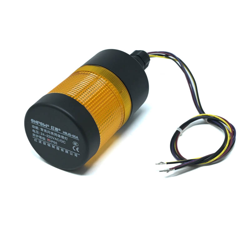 ONPOW-HBJD-55A/D/1/Y/24V/C/P-22mm AC/DC 24V~220V Constant Flashing Yellow LED With Nut Side Installation Warning Indicator IP65(1L1C)-image-32