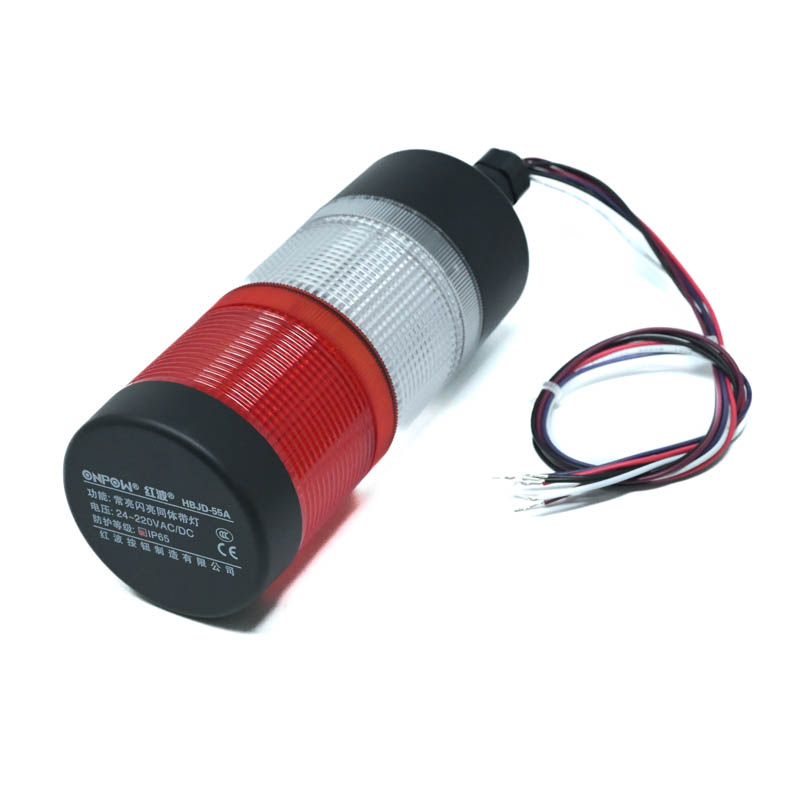 ONPOW-HBJD-55A/D/2/RW/24V/C/P-22mm AC/DC 24V~220V Constant Flashing Red & White LED With Nut Side Installation Warning Indicator IP65(2L2C)-image-30