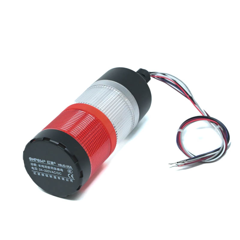 ONPOW-HBJD-55A/DB/2/RW/24V/C-22mm 85db AC/DC 24V~220V Constant Flashing Red & White LED With Buzzer Nut Side Installation Warning Indicator(2L2C)-image-41