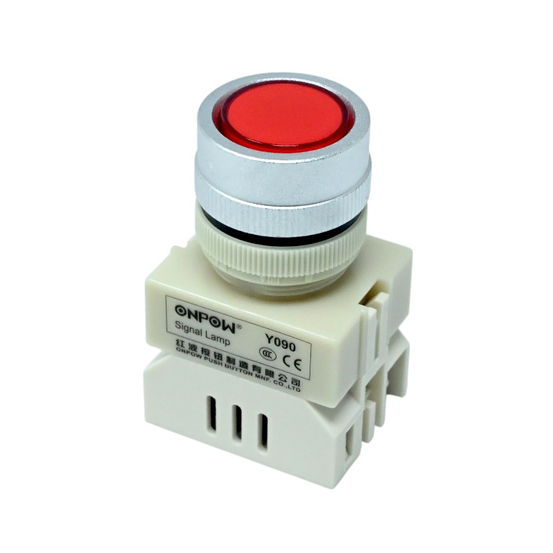 ONPOW-Y090-DS/R/220V-22mm AC/DC 220V Red LED Indicator IP40-image-20