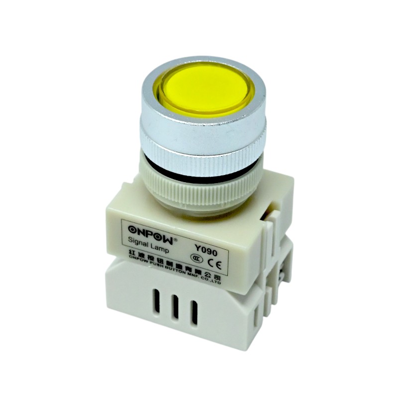 ONPOW-Y090-DS/Y/220V-22mm AC/DC 220V Yellow LED Indicator IP40-image-5