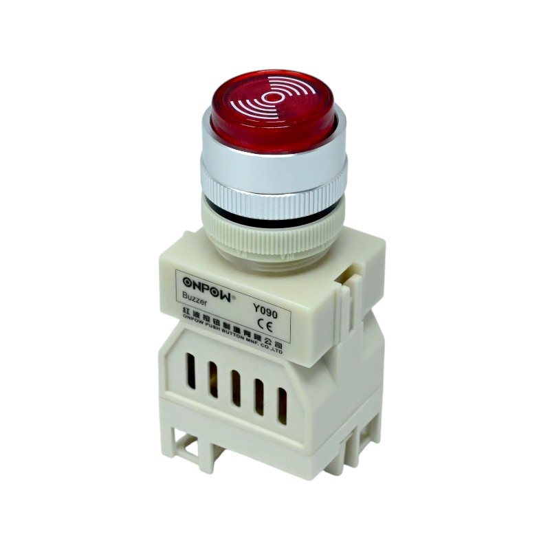 ONPOW-Y090-S/R/220V-30mm 75db AC/DC 220V Flashing Red LED Pilot Lamp Buzzer Indicator IP40-image-30