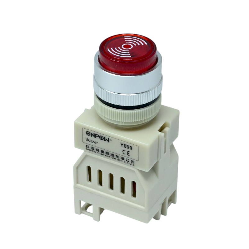 ONPOW-Y090-SM/R/220V-30mm 75db AC/DC 220V Flashing Intermittent Red LED Buzzer Indicator IP40-image-12