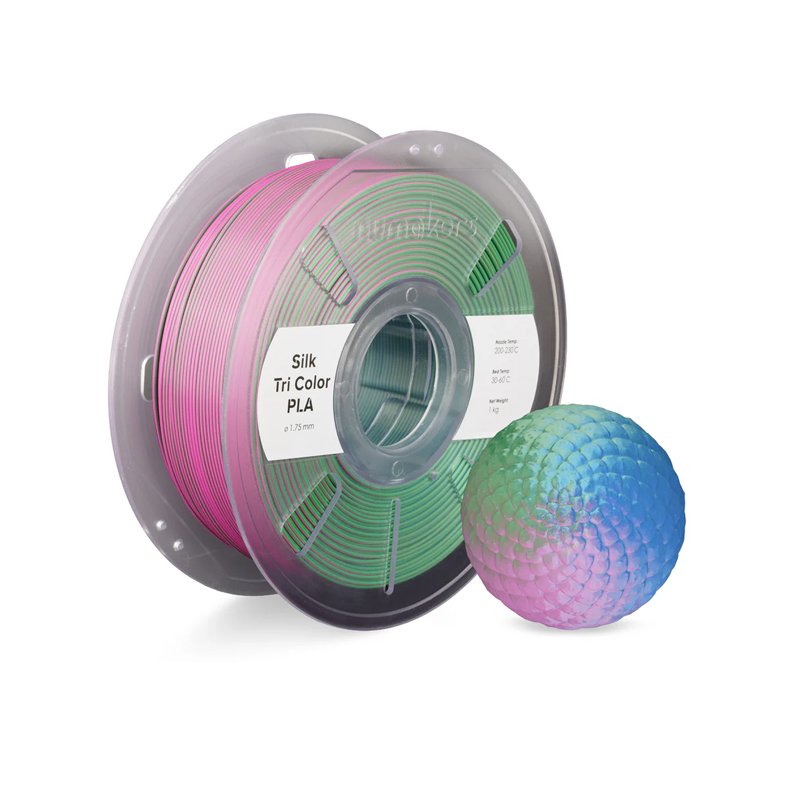 Numakers Tri-Color Silk PLA Filament- Green-Magenta-Blue - 1.75 mm / 1 kg-image-7
