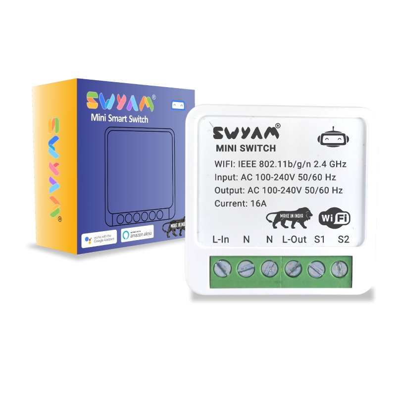 SWYAM Mini 2-Way WiFi Smart Switch, Electrical Safety Features, No Hub Required, Supports Alexa & Google, 2-Way Control, 16A Load-image-2