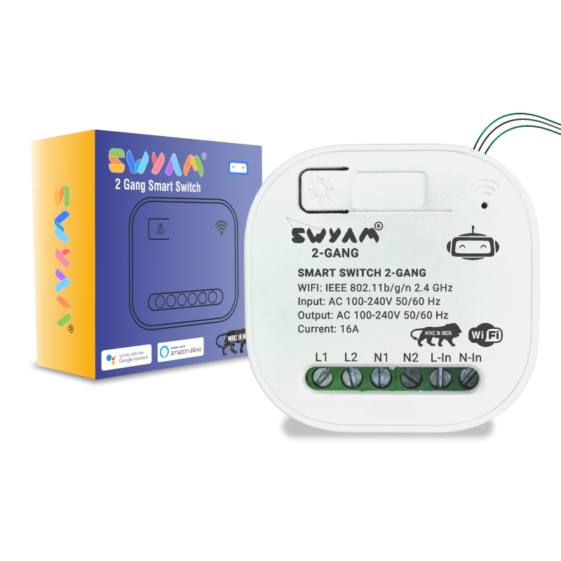 SWYAM 2-Gang WiFi Smart Switch – Made In India, Electrical Safety features, No Hub Required, Supports Alexa Google, 2-Way Control, Home Automation, 16A Load-picture-12