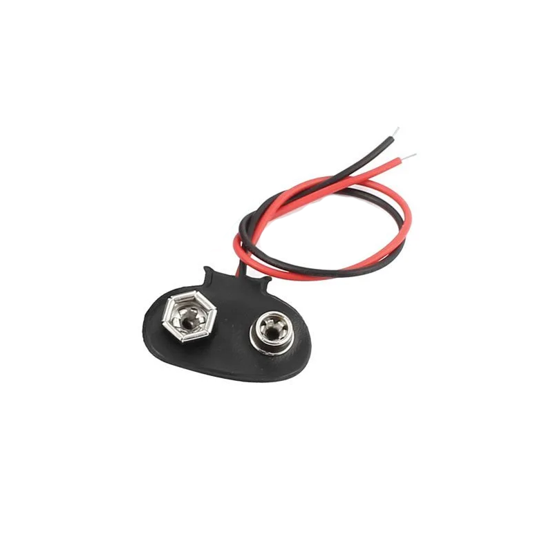 T Type 9V Battery Clips Connector Buckle with 15cm Black and Red Cable-picture-16